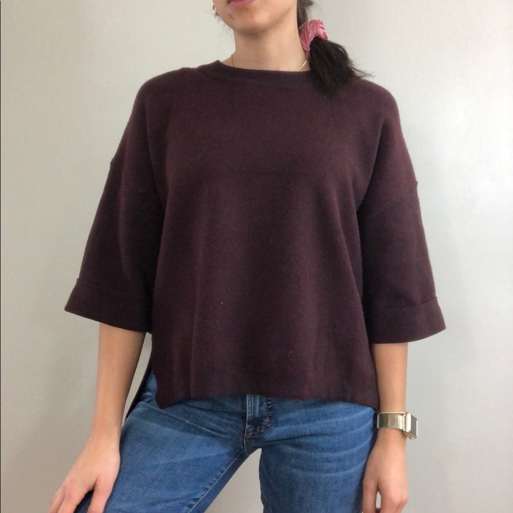 Sweewë Eggplant High Low Crew Neck Sweater Sz S